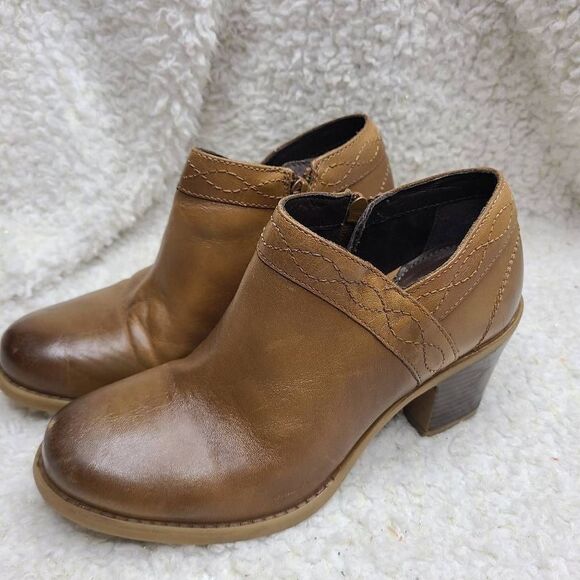 Earth Lina Austin Womens Camel Cognac Leather Booties sz 8 - Picture 5 of 8